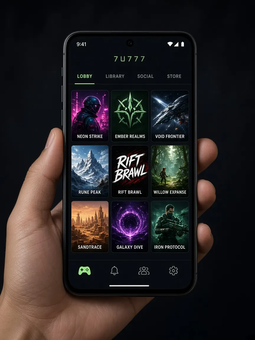 7U777 app lobby grid on a phone